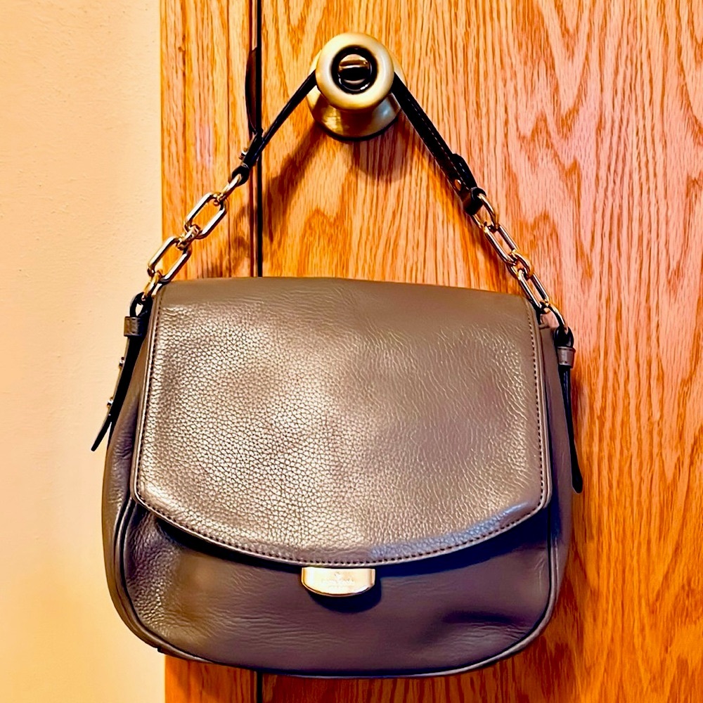 Rare vintage Kate Spade pebbled leather classic chain handle top flap handbag